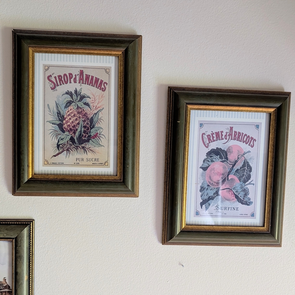 Vintage E Baelde Poitiers Sirop D'Ananas, Creme D'Abricots - 2 pc Wall Art Set